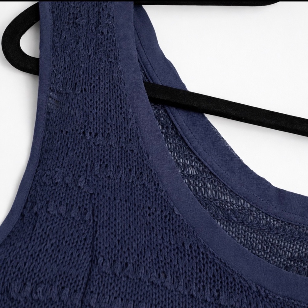 LC Lauren Conrad Chiffon Mixed Media Tank in Peacoat Navy ~ Size: XL ~ NWT - Picture 12 of 16